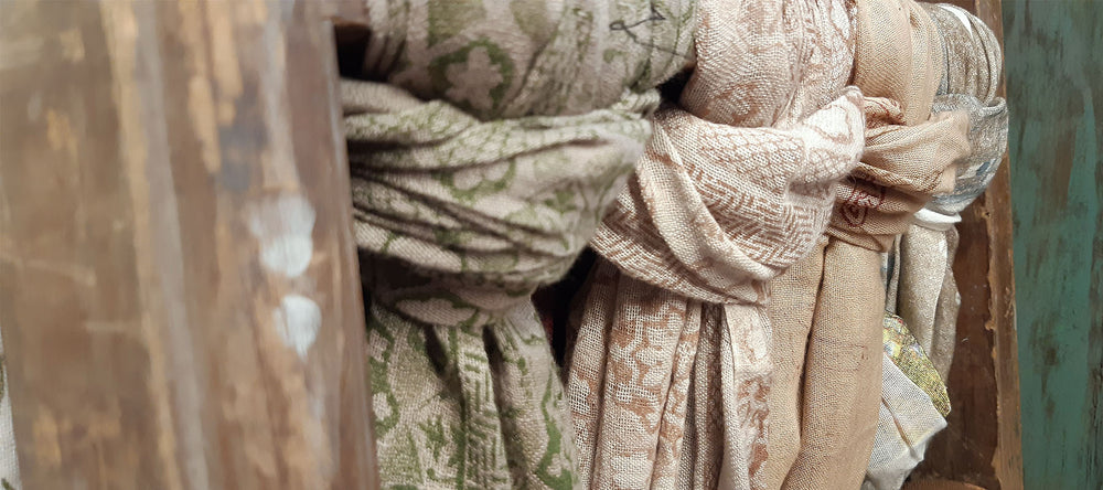 most sustainable Scarves are made using 100% Organic cotton which is biodegradable,  woven on Hand loom without using any chemicals, a weave pattern which is makes it airy lightweight and comforts skin and spirit. each scarf is hand screen printed. 