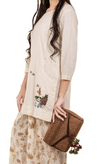Song Of The Cranes Tunic - Natural - SHUBINAK.COM