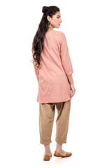 Song Of The Cranes Tunic- Coral - SHUBINAK.COM