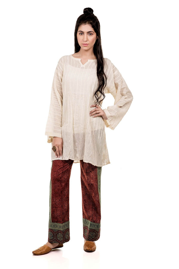 Trough Rows Tunic - Natural - SHUBINAK.COM