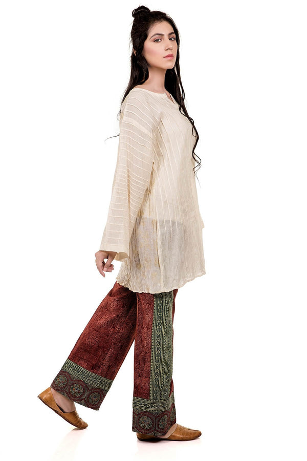 Trough Rows Tunic - Natural - SHUBINAK.COM