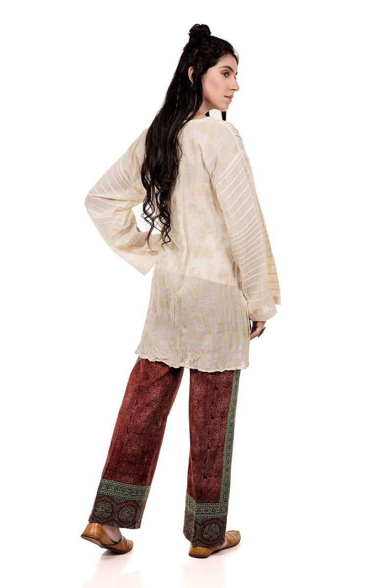 Trough Rows Tunic - Natural - SHUBINAK.COM