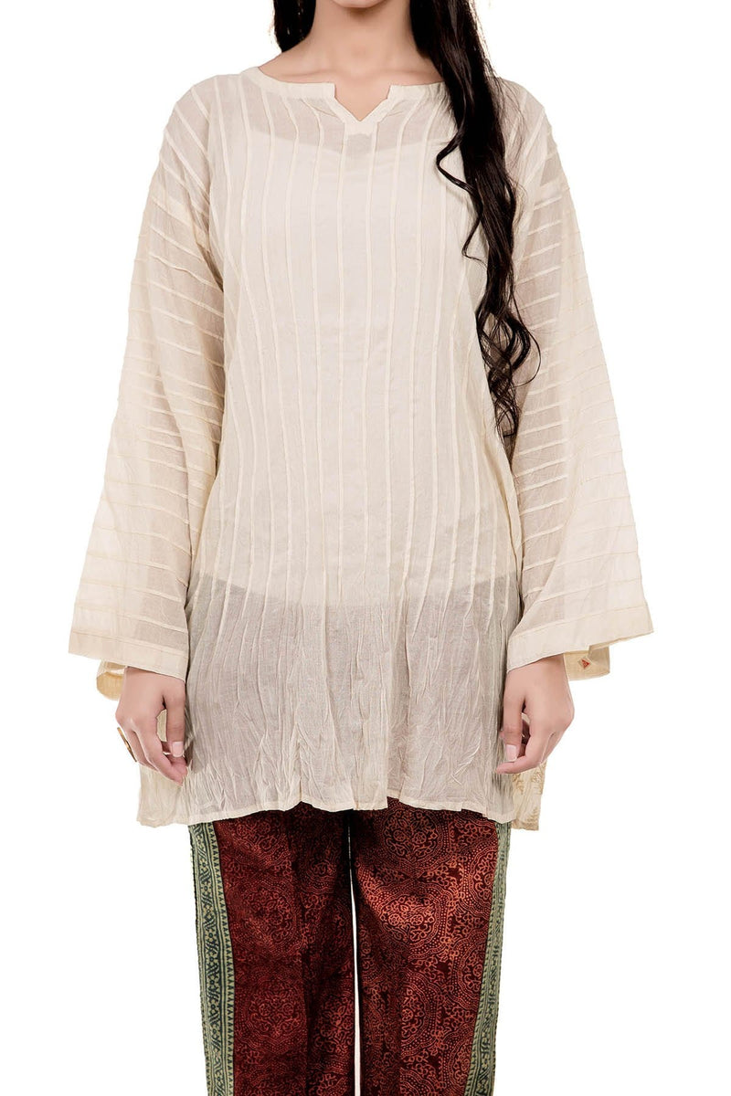 Trough Rows Tunic - Natural - SHUBINAK.COM