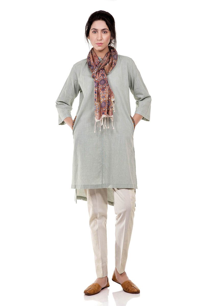 Runnel Course Kurta - Blue - SHUBINAK.COM