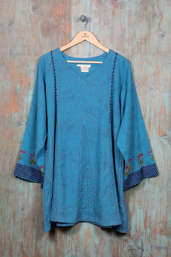 Bohemian Tunic- Blue - SHUBINAK.COM