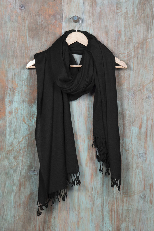 Woolen Shawl- Midnight Black - SHUBINAK.COM