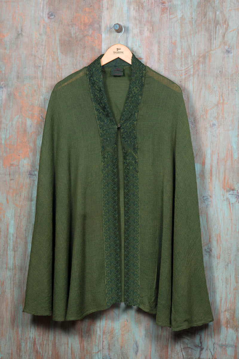 Shawl Cape-Green - SHUBINAK.COM