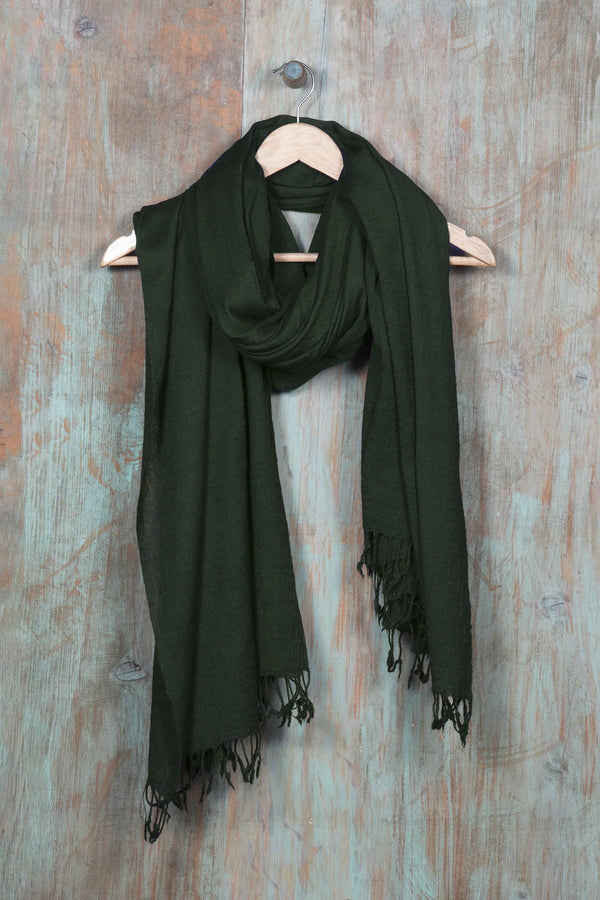 Woolen Shawl - Forest Green - SHUBINAK.COM