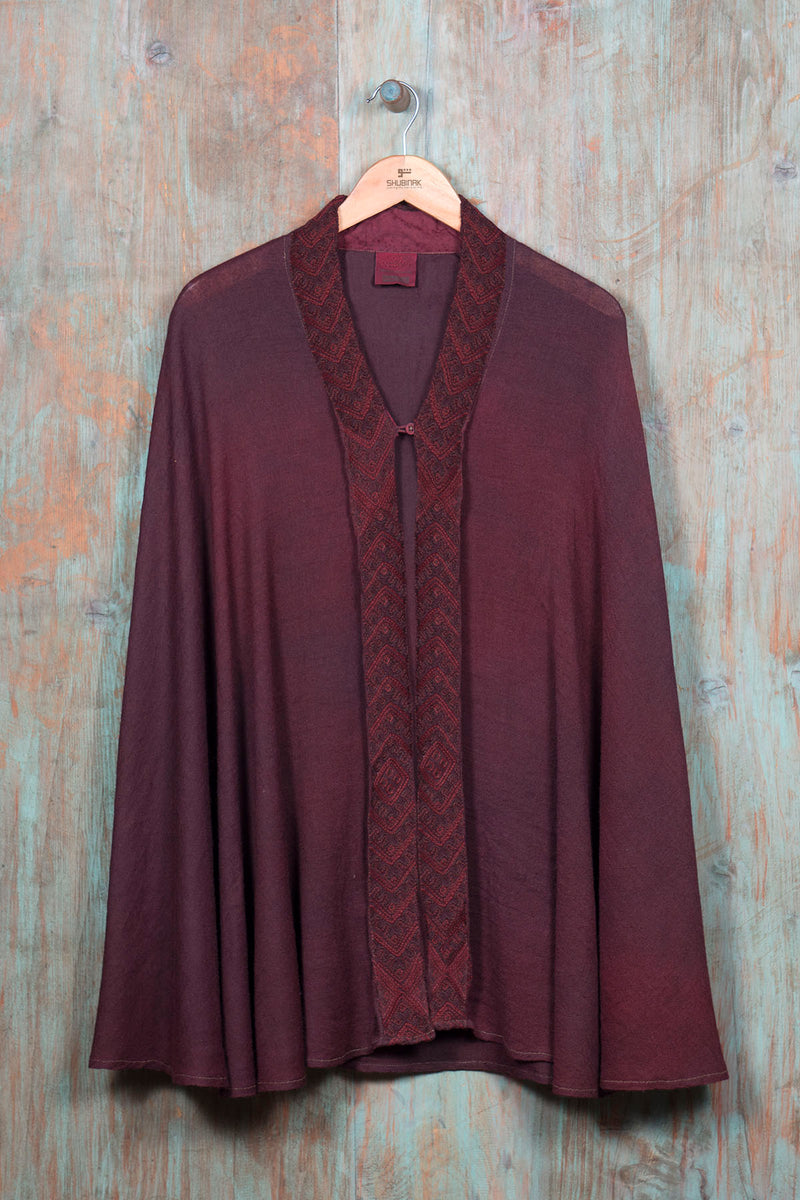 Shawl Cape- Maroon - SHUBINAK.COM